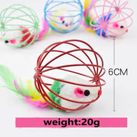 Thumbnail for The Interactive Sand-Chase Mouse Cat Toy by KittyNook Cat Co. stimulates hunting with a feathered red wire ball.