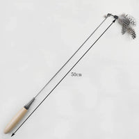 Thumbnail for KittyNook Cat Co. Eco-Friendly Wood & Feather Cat Teaser has a 50cm length, wooden handle, wire, and feather lure.
