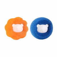 Thumbnail for Two round Laundry Pet Hair Filters by KittyNook Cat Co., orange and blue, each with a white bear face at the center.