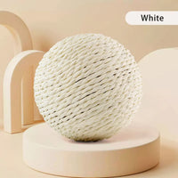 Thumbnail for The KittyNook Cat Co. Premium Sisal Kitten Scratching Ball sits on a round pedestal against a beige background.