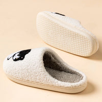 Thumbnail for KittyNook Cat Co. CozyPaws Cute Cat House Slippers: plush white anti-slip slippers, shown side and sole.