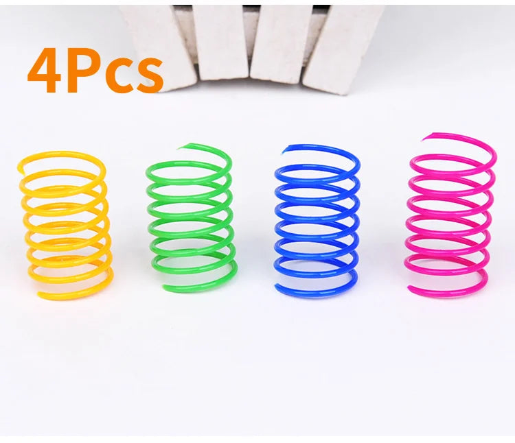 KittyNook Cat Co. Colorful Spiral Spring Cat Toy Pack: 4 bright metal springs for interactive feline fun!.