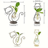 Thumbnail for Set of four Modern Cat Iron Hydroponic Decor planters by KittyNook Cat Co.—stylish minimalist holders for your plants.