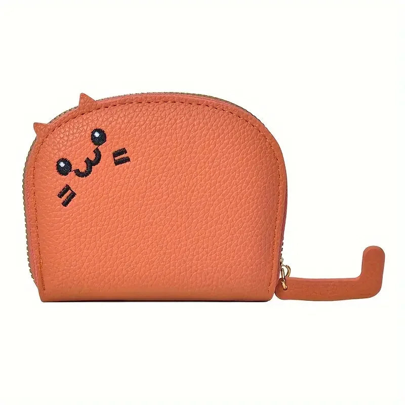 KittyNook Cat Co. Cute Multi-Card Cat Purse—orange wallet with cat face, ears, tail zipper pull, soft PU leather.