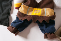 Thumbnail for KittyNook Cat Co. Funny Pirate Cat Halloween Costume shown close-up on a doll with brown tunic and blue pants.