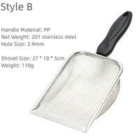 Thumbnail for KittyNook Cat Co. Premium Metal Cat Litter Scoop with Long Handle, shown with size and material details.
