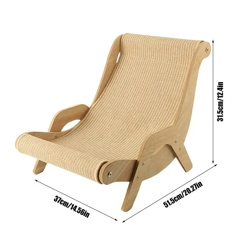 KittyNook Cat Co. Cat Sisal Wooden Chair: 31cm high, 51.5cm wide—stylish, scratch-resistant cat furniture.