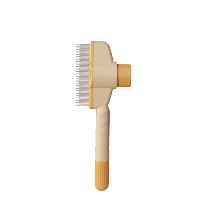KittyNook Cat Co. Long Hair Cat Grooming Comb & Hair Remover: yellow and beige with metal bristles for deshedding cats.