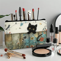 Thumbnail for The Vintage Floral Kitty Makeup Pouch by KittyNook Cat Co. is perfect for storing your beauty essentials in style.