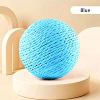Thumbnail for The Premium Sisal Kitten Scratching Ball by KittyNook Cat Co. rests on a beige platform with abstract beige shapes behind.