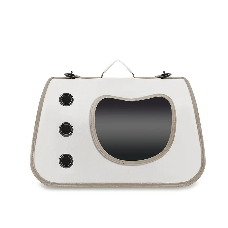 KittyNook Cat Co. Portable Pet Carrier Bag with 3 vents and a cat-shaped window for comfy, breathable pet travel.