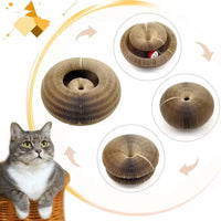 Thumbnail for Collage of KittyNook Cat Co.'s Accordion Style Magic Organ Cat Toy with a gray cat watching in the corner.
