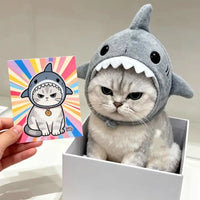 Thumbnail for Cute Cartoon Shark Cat Hat - KittyNook Cat Co.
