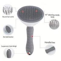 Thumbnail for KittyNook Cat Co. Pet Grooming Brush: self-cleaning, round comb, anti-skid handle, and adjustable needle body.