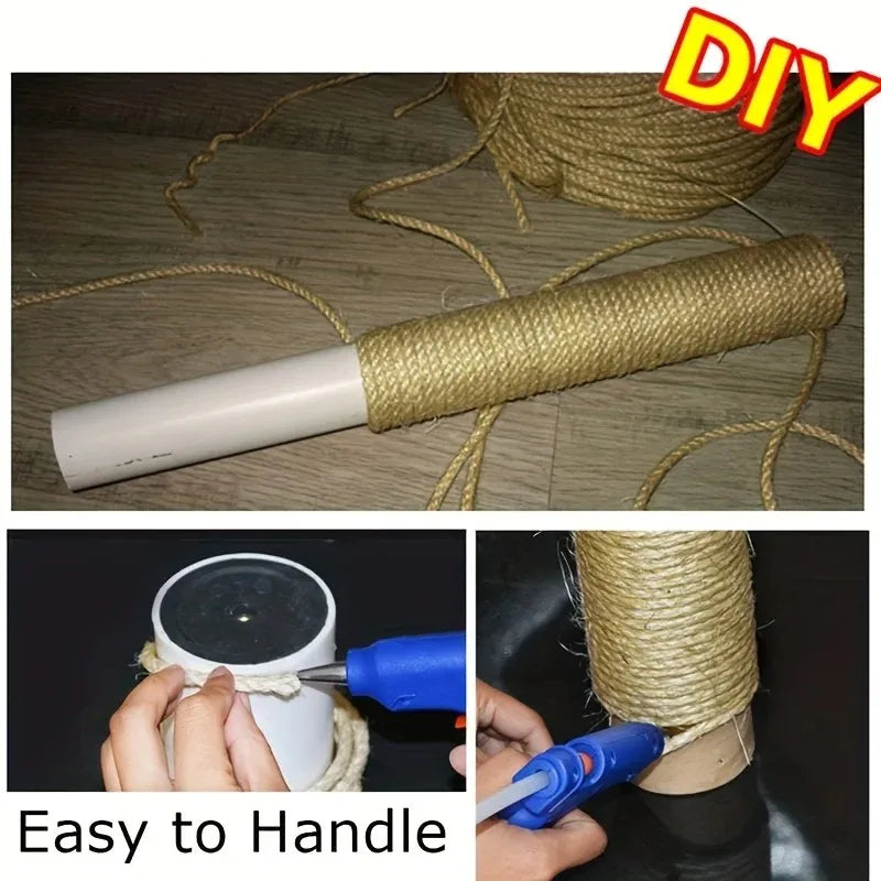 DIY: Wrapping the Purrfect Haven Natural Sisal Rope Scratcher by KittyNook Cat Co. around a tube—easy to handle!.