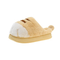Thumbnail for Adorable Kitty Claw Slippers by KittyNook Cat Co., cozy beige & white cat paw slippers with cute brown claws.