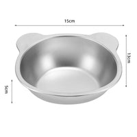 Thumbnail for KittyNook Cat Co. Ergonomic Tilted Stainless Steel Cat Bowl, 15x13x5cm, silver, bear ear shape.