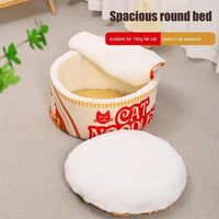 Thumbnail for The KittyNook Cat Co. Cute Ramen Cat Bed offers orthopedic support and a fluffy cushion, shown on a carpeted floor.
