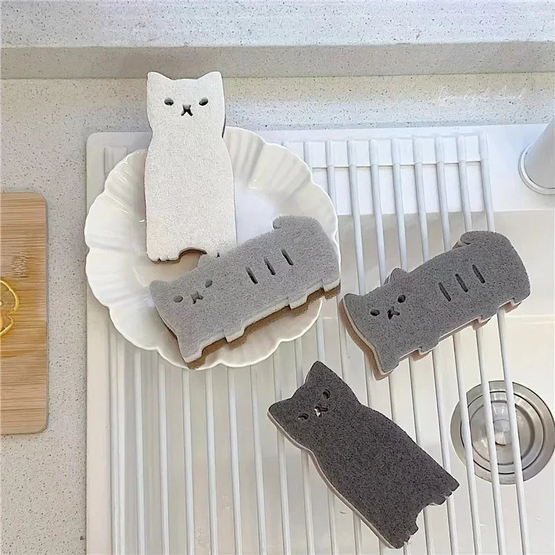 KittyNook Cat Co. Adorable Cat-Shaped Dish Sponge Set – 4 cute sponges by your kitchen sink.