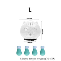 Thumbnail for KittyNook Cat Co. Calm Cat Transparent Protective Visor & 4 teal paw protectors for cats 5.5-8kg; perfect for grooming.