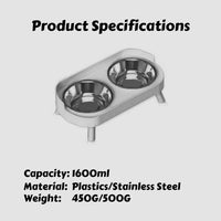 Thumbnail for KittyNook Cat Co. Dopamine DuoLift Colorful Cat Feeder with stainless steel bowls; see capacity, material & weight specs below.