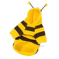 Thumbnail for The KittyNook Cat Co. Cute Bee Costume Cats hoodie is a playful yellow-black outfit with hood and antennae for pets.