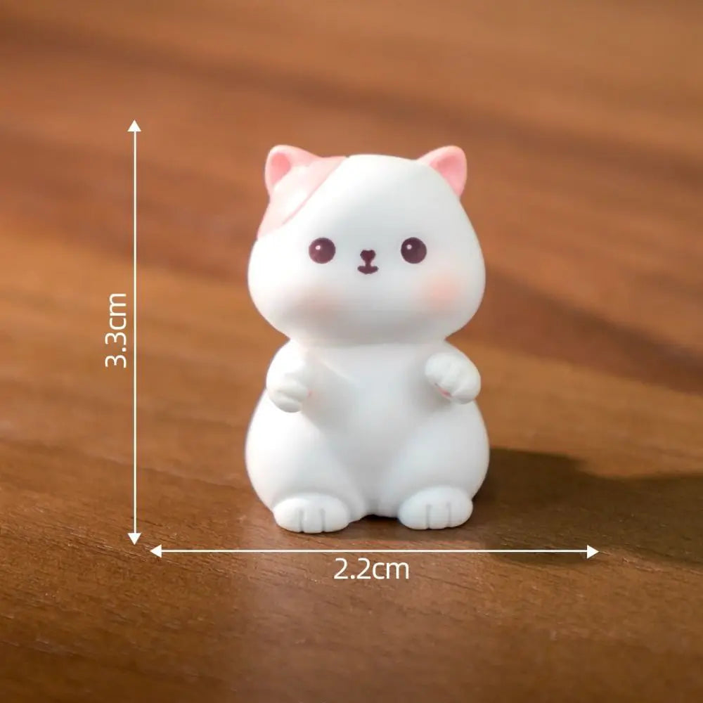 KittyNook Cat Co. Creative Cat Doll Car Ornament—resin cat with pink ears, 3.3cm x 2.2cm, cute car accessory.