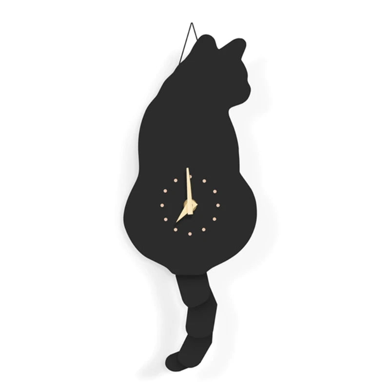 Playful Purring Wall Cat Clock