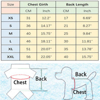 Thumbnail for KittyNook Cat Co. Cozy Fluff Cat Sweater size chart with chest girth, back length, and measuring guide.