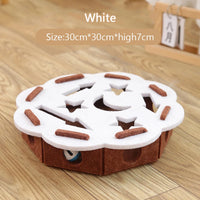 Thumbnail for The Ultimate Puzzle Box Toy by KittyNook Cat Co., 30x30x7cm, white/brown with star and moon cutouts on wood floor.