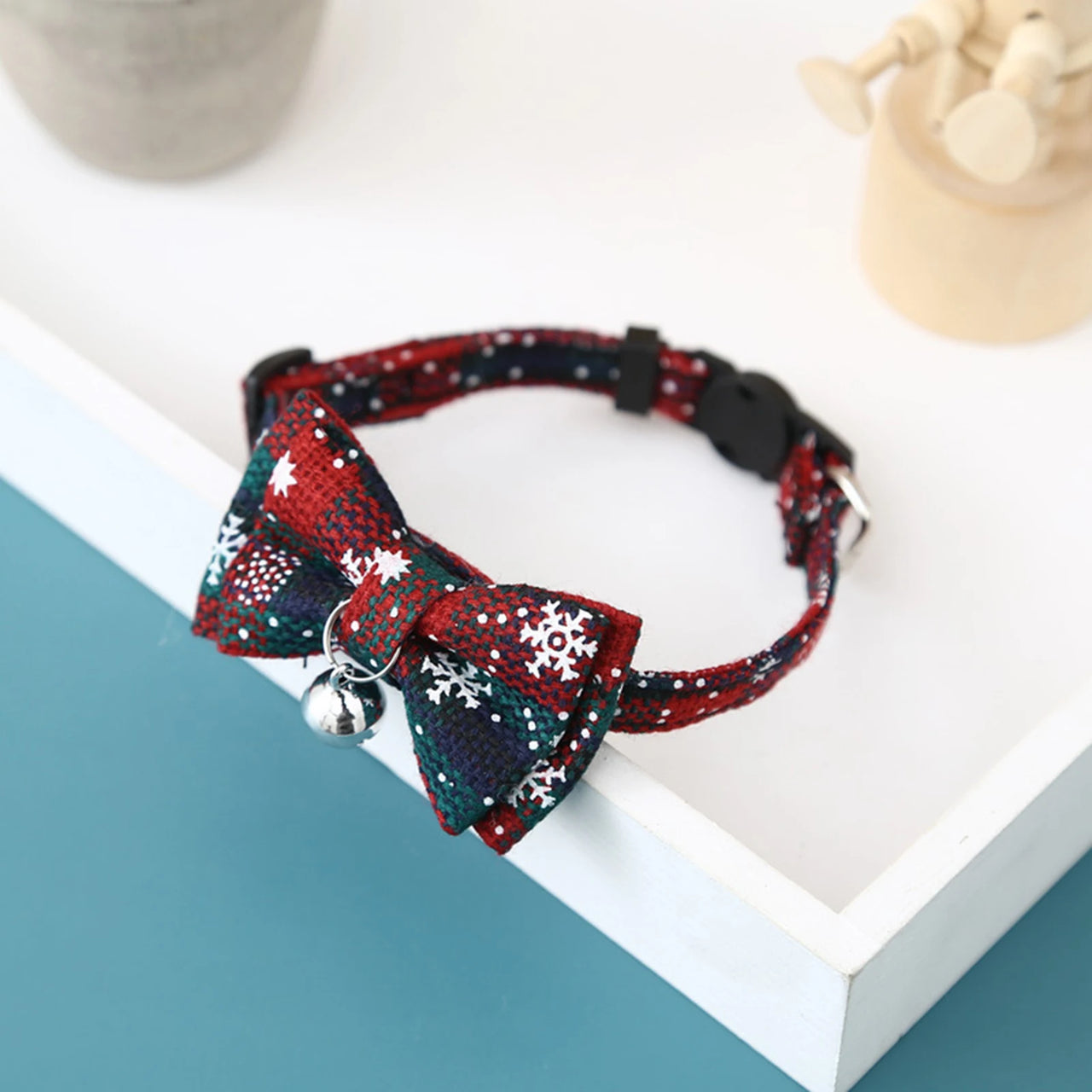 KittyNook Cat Co. Christmas Cat Bow Tie with Jingle Bell is a festive holiday collar for your pet.