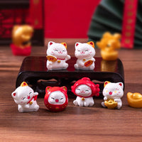 Thumbnail for Set of 5 unique KittyNook Cat Co. Chinese Cartoon Fortune Cat Ornaments—perfect for gifting on any occasion.