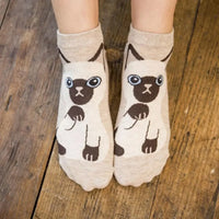 Thumbnail for Charming Kitties ankle socks by KittyNook Cat Co.—cute cat paw designs, perfect for women’s daily wear.