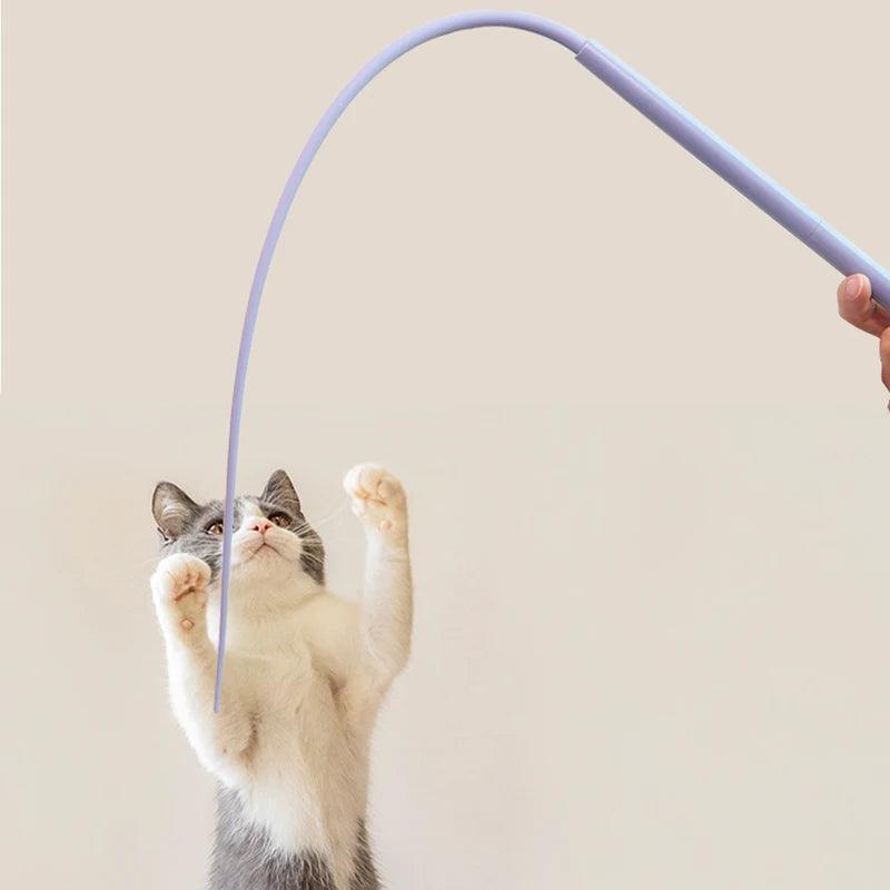 cat playing with Da Rat Tail Cat Toy