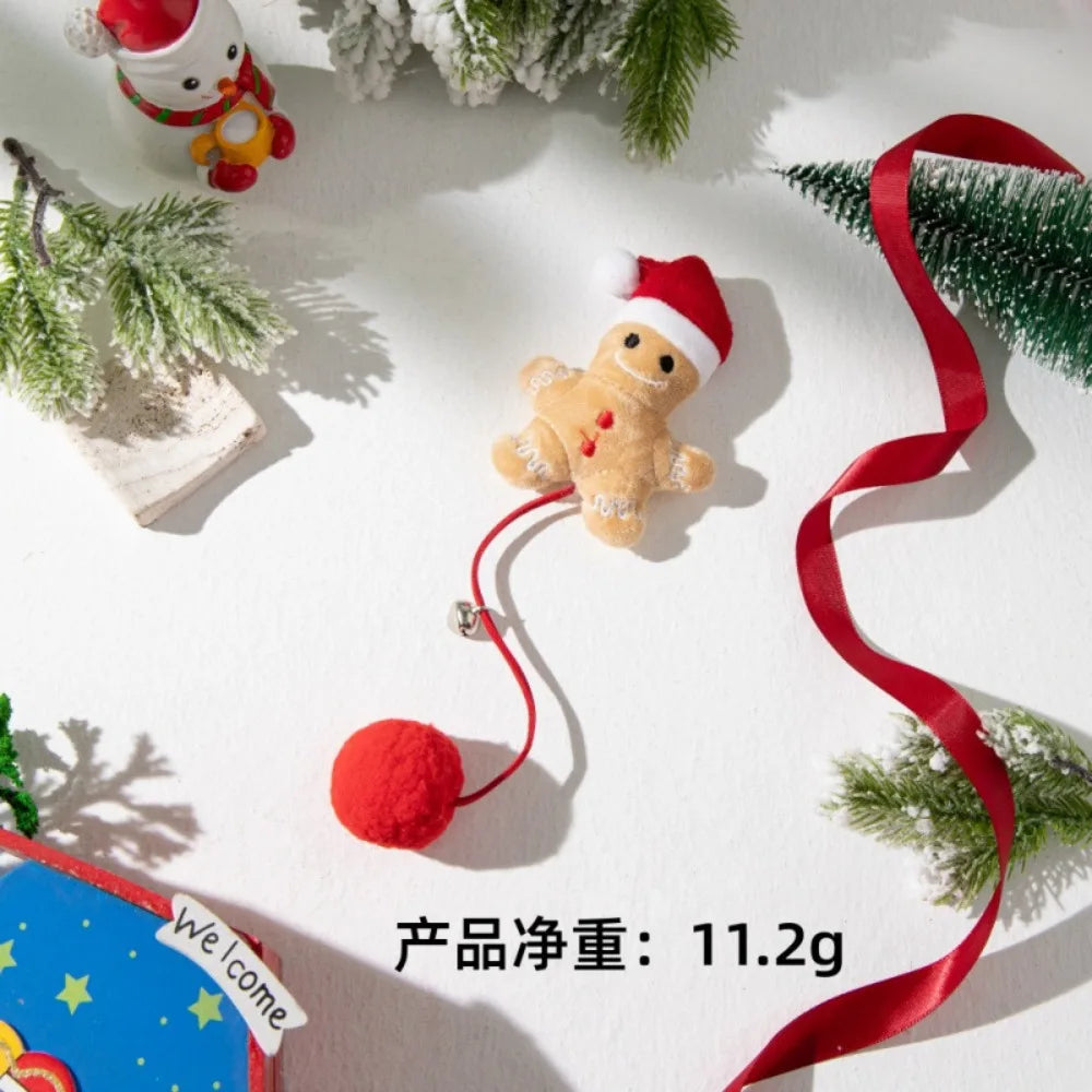 KittyNook Cat Co. Holiday Paws cat toy—gingerbread with Santa hat, 11.2g. 圣诞猫玩具。.