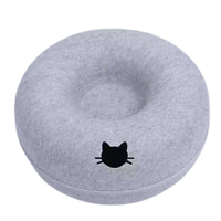 Thumbnail for The Orbital Lounge & Play Tunnel Bed by KittyNook Cat Co.—a modern, stylish round cushion with cat-head design.