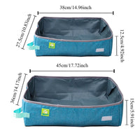 Thumbnail for The KittyNook Cat Co. Portable Cat Litter Box is a travel-friendly solution, sized for small or large pets in cm/inches.