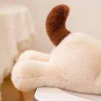 Thumbnail for Cute Big Eyes Kitten Stuffed Animal Plush Pillow by KittyNook Cat Co.—ideal cat lover gift, brown tail, beige color.