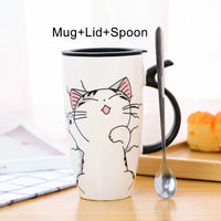 Thumbnail for KittyNook Cat Co. Large 600ml Funny Kitty Gift Mug with cute cat design, black lid, and metal spoon—great cat gift!.