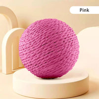 Thumbnail for The Premium Sisal Kitten Scratching Ball by KittyNook Cat Co. is shown on a round platform against a beige background.
