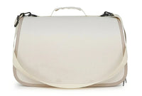Thumbnail for The KittyNook Cat Co. Portable Pet Carrier Bag is a beige messenger bag with a flap, top handle, and adjustable strap.