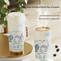 Thumbnail for Two Cartoon Kitty Stainless Steel Travel Cups by KittyNook Cat Co.—stylish, insulated heat-preserving travel essentials!.