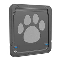 Thumbnail for KittyNook Cat Co. Magnetic Lockable Pet Screen Door: gray, mesh, with large paw print design and secure latch.