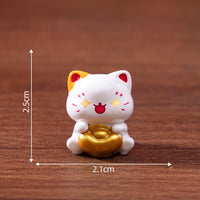 Thumbnail for KittyNook Cat Co. Chinese Cartoon Fortune Cat Ornament, 2.5cm tall with gold accents—great gift or cute decor piece.