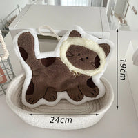 Thumbnail for KittyNook Cat Co. Soft Cat Paw Hand Towel: brown/cream cat plush (24x19cm) in a white basket with cute towel.