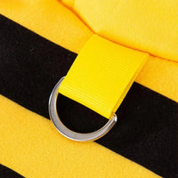 Thumbnail for Close-up of a silver D-ring on yellow fabric, part of the KittyNook Cat Co. Cute Bee Costume Cats with black stripes.