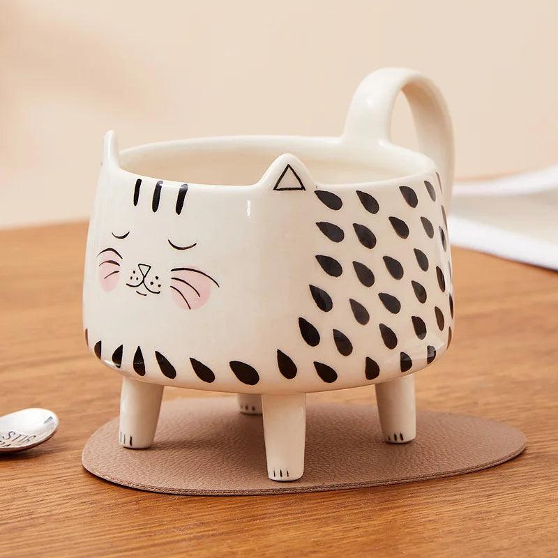 AdoraMeow Cat Mug with Feet Mugs KittyNook Cat Company Happy Cat  