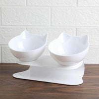 Thumbnail for Anti-Vomiting Orthopedic Cat Bowl Pet Bowls, Feeders & Waterers KittyNook Double White Bowls  