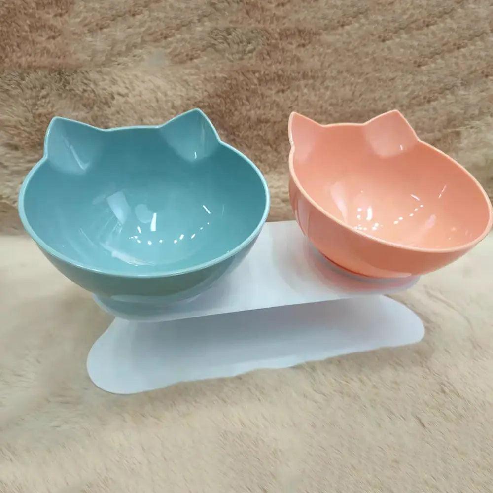 Anti-Vomiting Orthopedic Cat Bowl Pet Bowls, Feeders & Waterers KittyNook Blue & Peach Bowls  