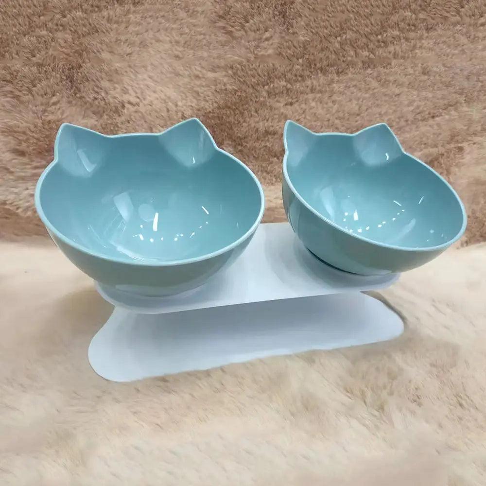 Anti-Vomiting Orthopedic Cat Bowl Pet Bowls, Feeders & Waterers KittyNook Double Blue Bowls  